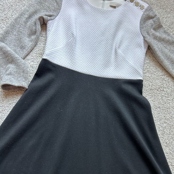LOFT grey black white colorblock sweater dress, size 2 - Picture 2 of 9